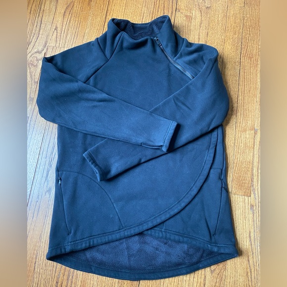 ATHLETA Karma Asymmetrical Zipper Pullover Sweatshirt Size M Black - Picture 2 of 8